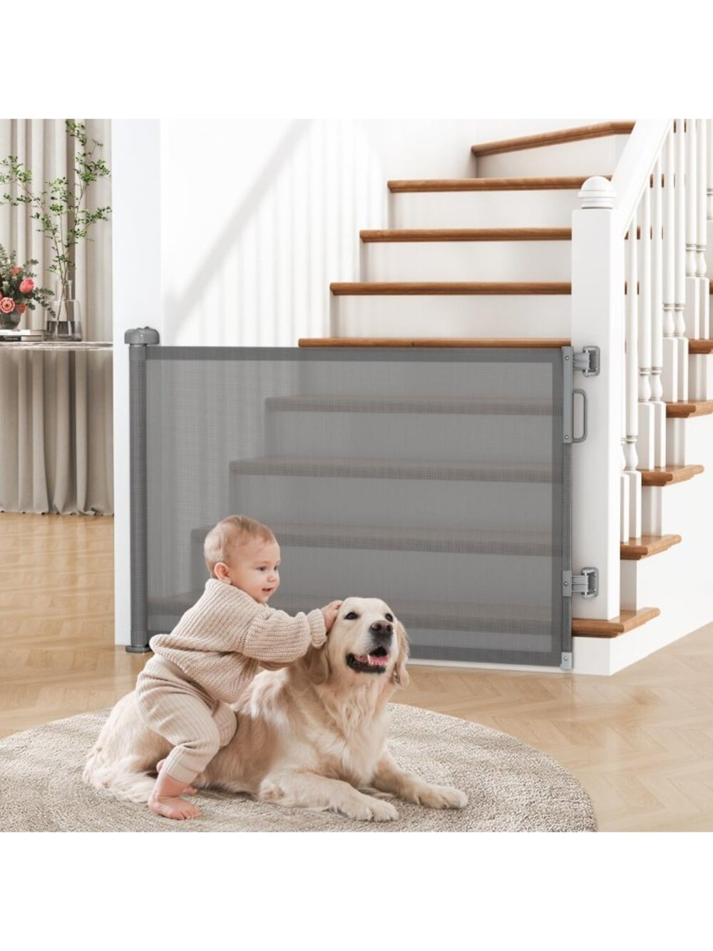 Retractable Baby Gate for Stairs & Doorways | Indoor Outdoor Dog Safety Barrier